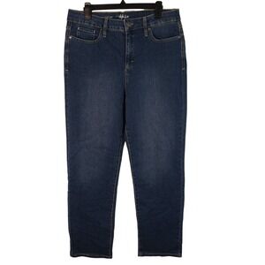 Style & Co‎ Womens 14 Dark Wash Denim High Rise Relaxed Fit Jeans Straight Leg
